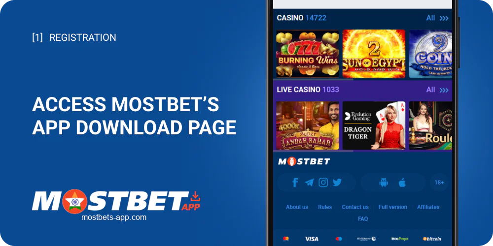 Go to the Mostbet app download page