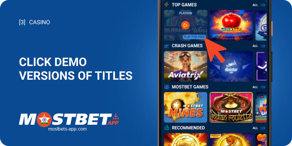 Try playing demo games at Mostbet