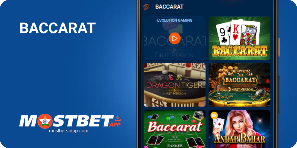 Baccarat in Mostbet India mobile app