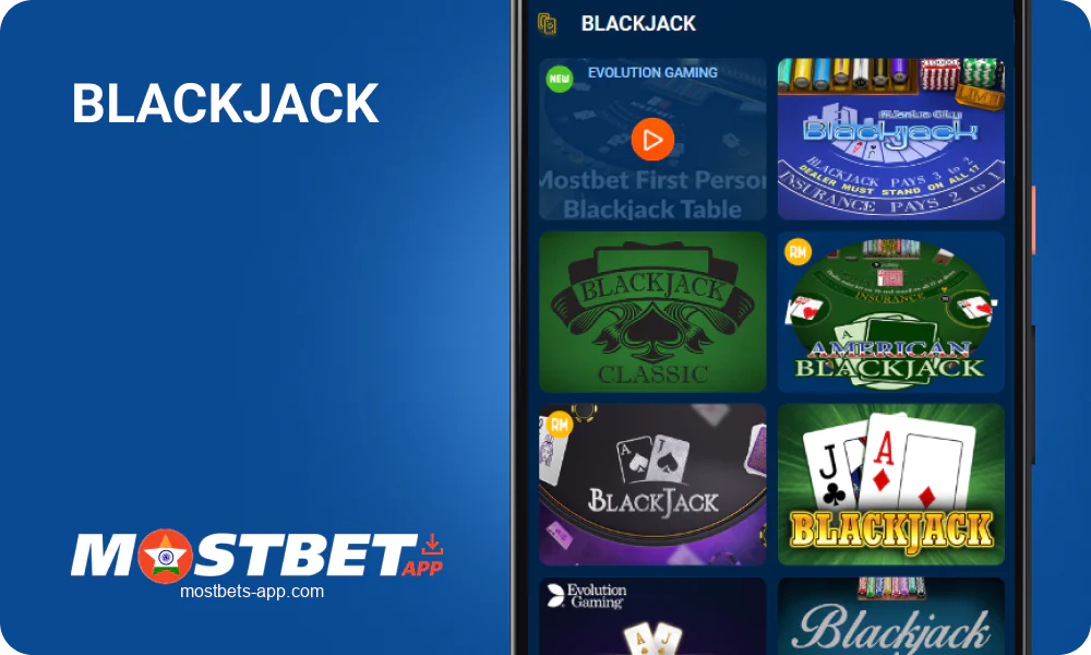 Blackjack in Mostbet India mobile app