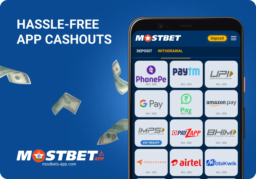 Withdrawal from Mostbet India app