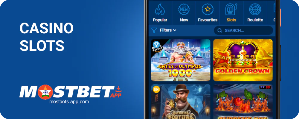 Slots in Mostbet India app