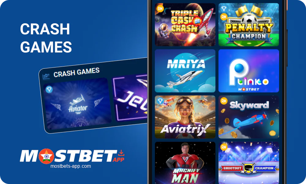 Crash games in Mostbet India app