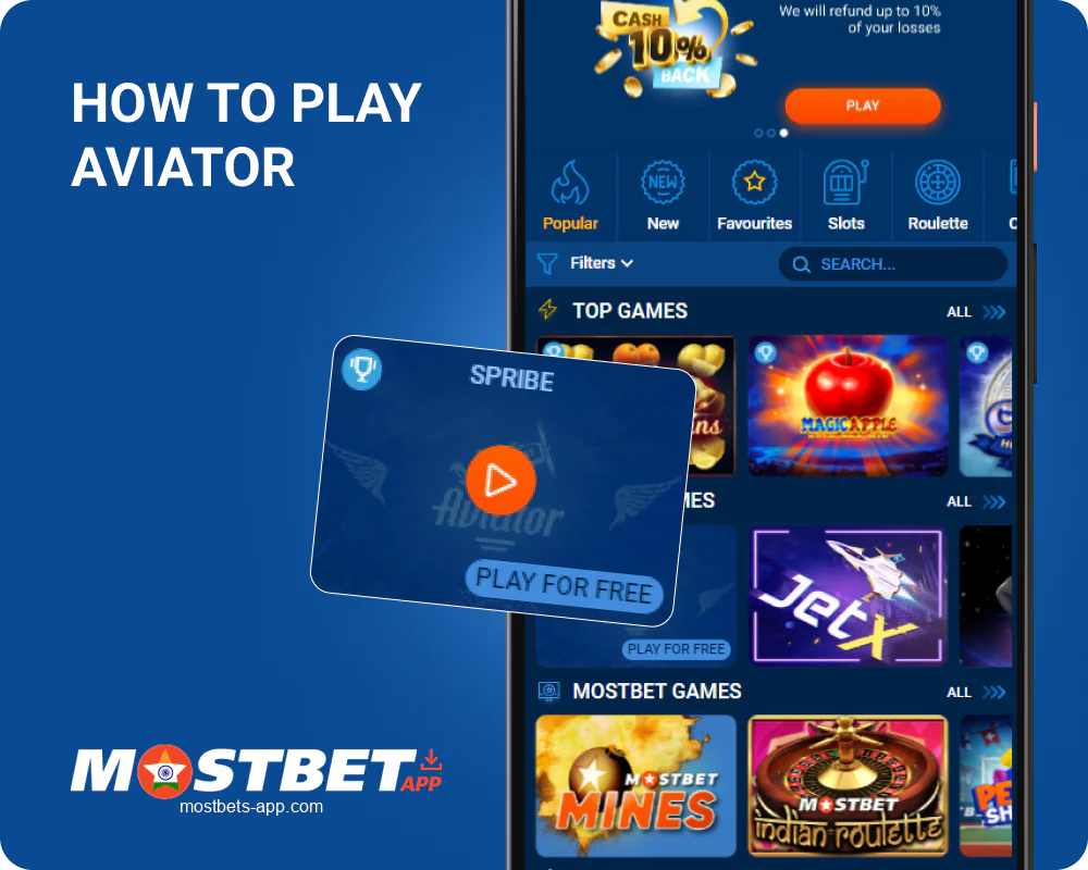 How to play Aviator in Mostbet India app