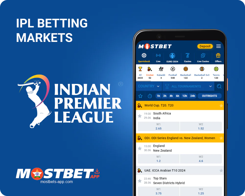 IPL betting on Mostbet India app