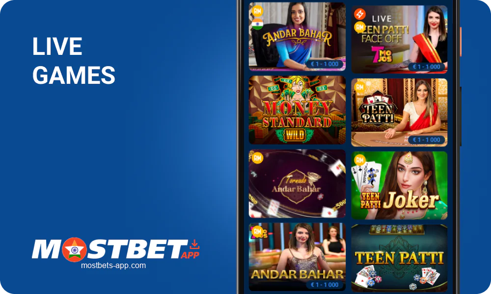 Live casino on the Mostbet India app