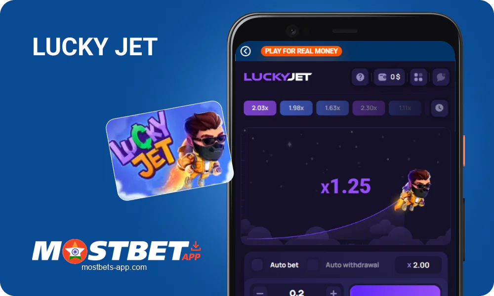 Lucky Jet Crash Game in Mostbet India mobile app