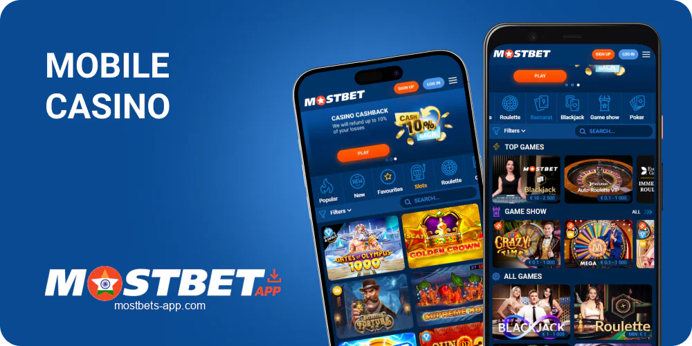 Casino in Mostbet India mobile app