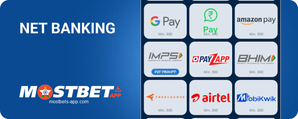 Deposit via Net Banking at Mostbet India