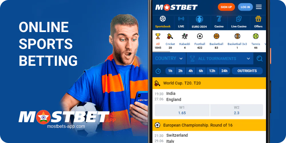 Mobile betting in Mostbet India app