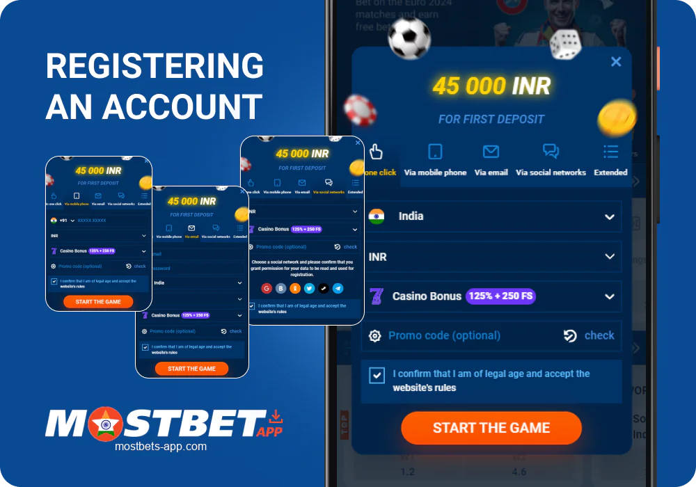 Registration in Mostbet India app