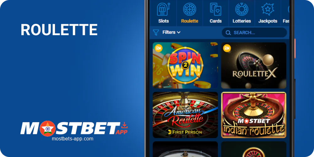 Roulette in Mostbet India mobile app