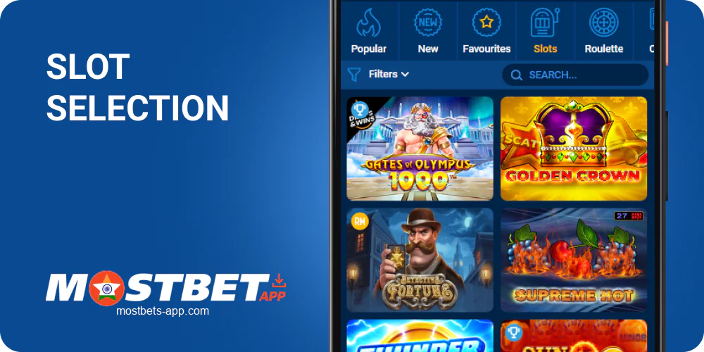 Slots in Mostbet India mobile app