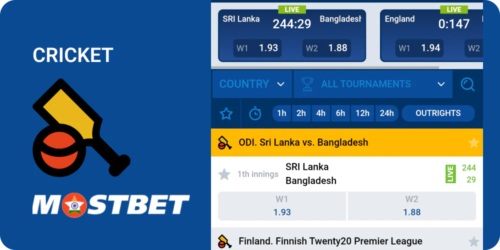 Cricket betting in Mostbet India
