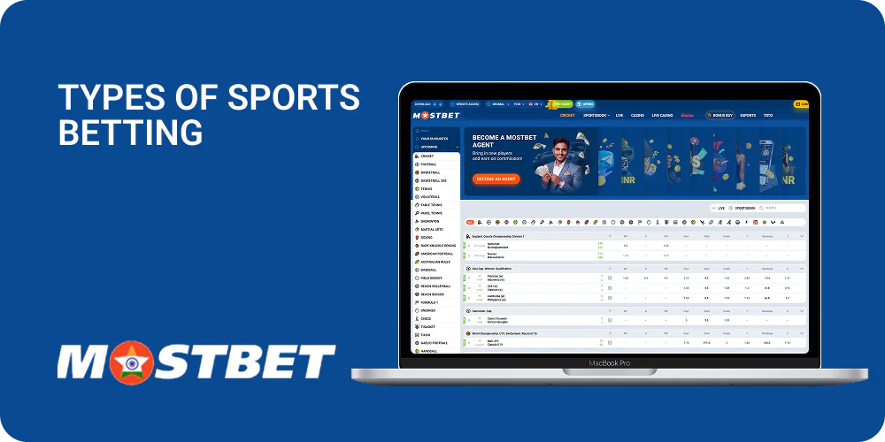 What types of bets are there at Mostbet?